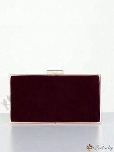 Bird in Bag - Minimalistic Colored Chain Clutch Bag for Evening Wear Burgundy Rectangular Clutch For Evening, Chic Burgundy Rectangular Clutch, Rectangular Burgundy Evening Clutch, Burgundy Rectangular Evening Clutch, Elegant Burgundy Square Shoulder Bag, Rectangular Burgundy Clutch For Party, Chic Burgundy Clutch For Party, Chic Burgundy Evening Bag For Party, Elegant Burgundy Rectangular Clutch