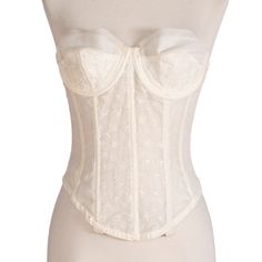 A "Goddess Bra" from the 50s! Semi sheer lace panels, boning in the front and back. Has loops at the bottom hem, probably for garter straps originally, but none were found with this so none are included. Double row of hook and eye closures up center back. Measurements Bust: 34" Waist: 26" Length: 15" Condition: Overall wear and aging. Wear to elastic at back. Bra Vintage, Goddess Bras, Floral Corset, A Goddess, The 50s, Lace Panelled, Corsets, Sheer Lace, Etsy Vintage