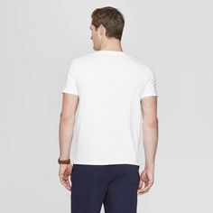 Men's Regular Fit Short Sleeve Lyndale V-Neck T-Shirt - Goodfellow & Co White L Casual Pre-shrunk Jersey Top, Casual Jersey Tops With Short Sleeves, Fitted Short Sleeve Jersey T-shirt, Relaxed Fit V-neck Sports T-shirt, Relaxed Fit Sports T-shirt V-neck, Relaxed Fit V-neck T-shirt For Sports, Casual V-neck Sports T-shirt, Casual V-neck Pre-shrunk Tops, Hem Style