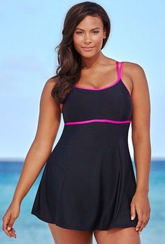 Cerise Lingerie Swimdress Plus Size Bade, Swimsuits One Piece, Swimsuit Skirt, High Waisted Swim Bottoms, Plus Size One Piece, Stunning Style, Plus Size Swim, High Waisted Swim, Plus Size Vintage