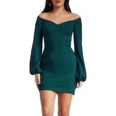 Dress The Population Esperanza In Emerald. Off The Shoulder With Elastic In The Shoulders And Statement Sleeves With Elastic In The Cuffs. Dress Is Fully Lined With A Back Hidden Zipper And Had A Small Amount Of Stretch In The Fabric. Dress Is Brand New And Unworn, But Has Been Kept On The Sales Floor And Tried On In Store. Negligible Or Minor Imperfections May Be Present Due To The Delicate Nature Of The Dress And The Handling Process In Store. Underarm 15” Flat Waist 12” Length 30” 60 Dress, Black Sequin Mini Dress, Body Hugging Dress, Blouson Sleeve, Sequin Bodycon Dress, Sequin Cocktail Dress, Dresses Xxl, Leopard Dress, Dress The Population