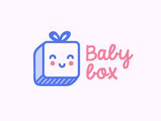 the baby box logo is shown in pink, blue and white with an emoticive face