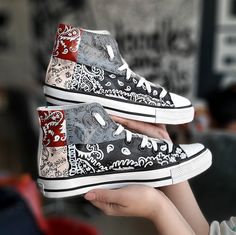 "⭐ FREE SHIPPING ⭐ Classic bandana hip hop art fashion top sneakers. Perfect custom funko pop for your next trip. Design a custom pair of your choice today! Our focus is, as ever, on providing you with fashionable and well-made customized hand-painted sneakers. We welcome any and all design challenges that you can bring! Design your own custom shoes/khussa from scratch, let us create specially customized sneakers for you. Add your personalization: If you want to add some personal touch to this d Hand Painted Sneakers, Customized Sneakers, Artsy Shoes, Shoes For Women Casual, Trip Design, Hippie Shoes, Custom Funko Pop, Custom Funko, Painted Sneakers