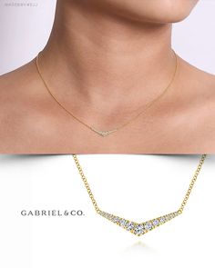 14K Yellow Gold Fashion Necklace NK5568Y45JJ #GabrielNY #DiamondJewelry #FineJewelry #GabrielAndCo#UniqueJewelry#FineJewelry#FashionJewelry#UniqueJewelry#GiftIdeas#UniqueGifts  #DiamondJewelry #Jewelry #Necklaces #DiamondNecklace #GoldNecklace#YellowGoldFashioNecklace Diamond Bar Necklace, Gold Jewellry, Gold Fashion Necklace, Rose Ring, Diamond Bar, Enamels, Gold Fashion, Fashion Jewellery, Bar Necklace