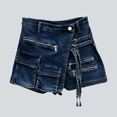 Make a bold modern statement with the 2023 Summer Collection's irregular retro women's denim skirt! Crafted with premium quality denim. this mid-waist mini skirt features a unique patchwork pattern with a zipper & button closure for a look that is both edgy and sophisticated.Why You Need It Grunge Elegance: A perfect blend of contemporary fashion and grunge nostalgia. Distinctive Pattern: Expertly crafted wear and tear for a raw. unfiltered essence. Slim Fit: Designed to hug your silhouette whil Summer Cargo Skirt In Dark Wash, Trendy High-waist Cargo Skirt, Trendy Patchwork Skirt, Trendy High-waist Patchwork Denim Skirt, Trendy Denim Bottoms With Side Zipper, Edgy Mini Length Denim Skirt, Y2k Denim Mini Cargo Skirt, Edgy Mini Denim Skirt, High Waist Denim Mini Skirt For Streetwear