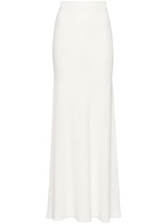 white knitted construction ribbed waistband elasticated waistband unlined ribbed hem maxi White Relaxed Full-length Maxi Skirt, Chic White Floor-length Maxi Skirt, White Maxi Dress With Relaxed Fit, White Flowy Maxi Skirt For Evening, White Maxi Dress For Evening, White Evening Maxi Dress, Elegant White Floor-length Maxi Skirt, White Maxi Skirt For Evening, Farfetch Skirt