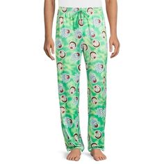 Wubba Lubba Dub-Dub! Get ready for bed in multi-dimensional style with these Rick and Morty Print Sleep Pants. A fun (and cozy) find for any Rick and Morty fan, these cool and colorful sleep pants are super-soft, totally comfortable and feature an eye-catching print with everyone's favorite characters. Theyre the ideal choice for sleeping or lounging the day away with a comfy hoodie or pullover. Size: L.  Color: Green.  Gender: male.  Age Group: adult. Green Relaxed Fit Pants For Pajama Party, Green Relaxed Fit Sleep Pants, Casual Green Pants For Pajama Party, Green Long Pants For Bedtime, Mens Pyjama Bottoms, Multi Dimensional, Sleep Pants, Pajama Bottoms, Comfy Hoodies