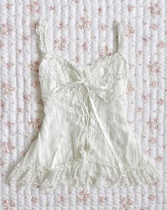 #coquette #fashion #cute spaghetti strap white top with ribbon Lace Tops Coquette, White Coquette Aesthetic, Coquette Pictures, Cute Spaghetti, Coquette White, White Coquette, Coquette Outfits, Kawaii Outfit Ideas, Vampire Diaries Outfits