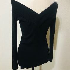 Nwt Candie’s Bodycon Ribbed V-Neck Sweater Black Color Ribbed Fitted Bodycon Style Front And Back Crossover V-Neck Soft And Stretchy Rayon/Polyester Blend Size S New With Tags Perfect Condition The Last Photo Has The Sunlight On The Left Side, Not White Marks Black Ribbed V-neck Long Sleeve Sweater, Fitted Ribbed V-neck Sweater With Long Sleeves, Ribbed Stretch V-neck Sweater, Trendy Fitted Ribbed V-neck Sweater, Ribbed Tops For Winter Night Out, Fitted Ribbed V-neck Sweater, Fitted Black V-neck Sweater For Spring, Casual Ribbed Sweater For Night Out, Chic Black Fitted V-neck Sweater