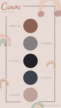 an info sheet with different colors and shapes for the design project, canva color palette