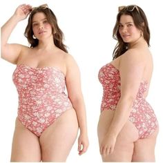 J.Crew Ruched Full Coverage Sweetheart One Piece Swimsuit Floral Pink White 24 New With Tags! Full Coverage. Midcut Leg. High-Rise Back. With A Pretty Sweetheart Neckline And Delicate Gathered Ruching... This May Just Be Our Most Romantic One-Piece Yet. We Re-Imagined Every Single Suit In Our Swim Collection Using Over 60 Percent Recycled Materials To Help Keep Waste Out Of Oceans And Landfills. 82% Recycled Nylon/18% Elastane. 92% Recycled Poly/8% Elastane Lining. Our Swimsuits Are Machine Wash Cheesecake Pastry, Swimsuit Floral, Full Coverage Swimsuit, Romper With Skirt, Most Romantic, Manga Drawing, Denim Top, Over 60, Beautiful Woman