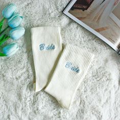 🧡 Would you like to have custom something blue wedding socks accompany you on your wedding day like a Princess Bride? 👰 Capture the wedding fashion of 2024 with these personalized bride socks in blue or gold embroidery! 💍 PRODUCT FEATURES: These personalized wedding socks are made of 80% cotton and 20% spandex material.  These socks are made of high quality cotton yarn fabric. It is washed and the toe is seamless.  🧦 Socks made of high-quality cotton fabric are compatible in sizes;       🌟 Customizable White Socks For Gifts, Customizable White Socks As Gift, Customizable White Socks For Gift, Something Blue Party, Bride Socks, Bridal Shirt, Wedding Accessories For Bride, Seamless Socks, Embroidery Product