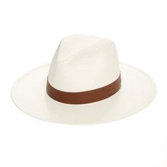 JANESSA LEONE - White Packable Straw Fedora - Michon Modern Adjustable Brimmed Fedora, Modern Fedora With Adjustable Fit And Short Brim, Modern Adjustable Fedora With Short Brim, Modern Fedora Panama Hat For Spring, Modern Panama Hat With Short Brim For Spring, Travel Fedora With Upf 50+ In Brown, Elegant Fedora With Curved Brim For Travel, Modern Adjustable Fedora For Spring, Travel Fedora With Upf 50+ And Flat Brim