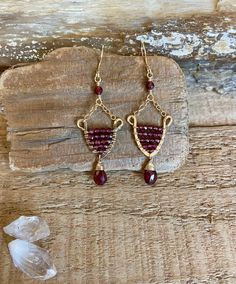 Gold filled chandelier earrings with faceted garnet gemstones Garnet Briolette Beads For Jewelry Making, Faceted Garnet Jewelry In Yellow Gold, Garnet Briolette For Jewelry Making, Garnet Jewelry With Faceted Beads For Gift, Faceted Ruby Jewelry For Jewelry Making, Garnet Gemstone Drop Earrings, Gift Jewelry With Faceted Garnet Beads, Garnet Jewelry With Faceted Beads As A Gift, Faceted Briolette Garnet Jewelry