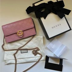 Gucci Guccissima Icon Chain Wallet Gucci Chain Wallet In Excellent Condition. Very Lightly Used. Only Defect Is Small Amount Of Glue On Interior Of Wallet. Chain On The Wallet Is Removable. Includes Everything In The Photos (Box, Dust Bag, Ribbon, Authentication Card) Retail Price: $950 Gucci Pink Bag With Chain Strap, Elegant Gucci Wallet On Chain As Gift, Gucci Gold Wallet On Chain With Gold-tone Hardware, Classic Gucci Wallet On Chain, Gucci Gold Wallet On Chain With Chain Strap, Designer Gucci Leather Wallet On Chain, Gucci Luxury Wallet On Chain With Gold-tone Hardware, Gucci Designer Wallet On Chain With Gold-tone Hardware, Gucci Luxury Wallet On Chain With Chain Strap