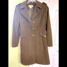 Traditional Upscale Army Green Jacket; It Is Nwt But An “Irregular”. It Has A Few Areas On The Jacket Like Noted In The Last Picture- You Can’t Notice Unless U Know Its Present. It’s A Beautiful Jacket! Army Green Jacket, Long Jacket, Trench Coats, Green Jacket, Army Green, Trench Coat, Michael Kors, Jackets & Coats, Jackets For Women