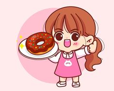 Cute girl holding donut bakery sweet fo... | Free Vector #Freepik #freevector #logo #food #menu #design Donut Drawing, Happy Birthday Logo, Unicorn Backgrounds, Donut Logo, Bus Cartoon, Cupcake Vector, Creative Clips Clipart, Birthday Logo