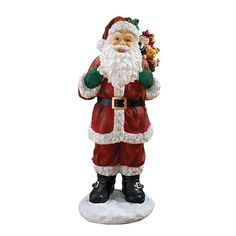 "Find the A Visit from Santa Claus Holiday Statue at Michaels. com. Ho ho ho! Ho ho ho! Flanking the fireplace, embellished beside the Christmas tree or sharing holiday tidings with guests outside your festive front door, Santa Claus has checked his list twice to know if you've been naughty or nice! Our nearly three-foot-tall Kris Kringle statue is cast in quality designer resin and hand-painted in full Saint Nicholas. Details: Multicolor 14\" x12\" x 32\" 17 lb. Resin | A Visit from Santa Claus Santa Claus Figure, Santa Claus Decorations, Life Size Statues, Kris Kringle, Saint Nicolas, Santa Suits, Saint Nicholas, Indoor Christmas Decorations, Design Toscano