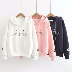 Feature: 100% Brand new and high quality Style: Fashion & Hot Size:S,M,L,XL,XXL Color:White,Pink,Black Material: Polyester Occasion:Everyday/Vacation/Autumn Sleeves:Long Sleeve Packing:1 X Women Hoodies Note: 1.Due to the light and screen difference, the item's color may be slightly different from the pictures. Please understand. 2.Please allow 2-3% error due to manual measurement.Please make sure you don’t mind before you mid. 3. Size doesn’t fit all.Please carefully check size chart and select Tumblr Outfits, Loose Pullover, Sweatshirt Women, Ținută Casual, Pull Sweat, Mode Hijab, Cute Kittens, Winter Sweaters, Print Pullover