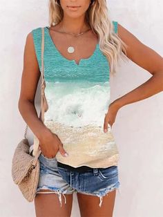 Summer Dress Outfits, Plus Size Kleidung, Women Shirts Blouse, Boho Stil, Printed Tank Tops, Tankini Top, Trendy Tops, Sleeveless Tank Top, Summer Outfits Women