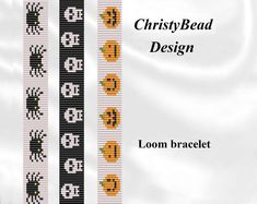 a cross stitch bookmark with smiley faces on it and the words, crissy bead design loom bracelet