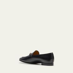 Gucci sleek leather classic loafer, representative of Gucci heritage, speaks of classic elegance and is defined by the iconic horsebit. 0.50 in / 15 mm flat heel Round apron toe Notched vamp Slip-on style Leather outsole Made in Italy Luxury Plain Toe Tassel Loafers For Office, Elegant Monk Strap Shoes With Flat Leather Sole, Timeless Almond Toe Tassel Loafers For Office, Classic Office Loafers In Calf Leather, Timeless Leather Sole Tassel Loafers For Office, Timeless Tassel Loafers With Leather Sole For Office, Gucci Luxury Calf Leather Loafers, Elegant Goodyear Welted Tassel Loafers For Work, Timeless Loafers For Galas