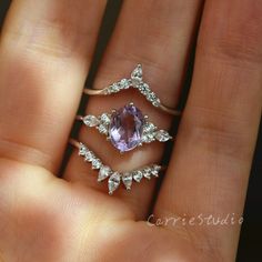 Elegant Lavender Crystal Ring For Weddings, Elegant Lavender Crystal Wedding Ring, Fine Jewelry Amethyst Stackable Wedding Rings, Purple Amethyst Stackable Wedding Rings, Purple Gemstone Stackable Rings For Wedding, Wedding Amethyst Stackable Rings Fine Jewelry, Elegant Purple Stackable Rings For Wedding, Dainty Purple Amethyst Ring For Wedding, Delicate Purple Ring Jewelry