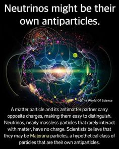 a poster with the words neurinos might be their own antiparicles