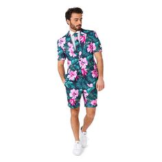 Showcase your beachy style in this Men's OppoSuits Modern-Fit 3-pc. Hawaiian Suit & Tie Set. Showcase your beachy style in this Men's OppoSuits Modern-Fit 3-pc. Hawaiian Suit & Tie Set. FEATURES 3-pc. set includes: short sleeve jacket, shorts & tie Button closure Short sleeves No fly Jacket: 3 pockets, shorts: 4 pocketsFIT & SIZING Shorts: 9-in. inseam Modern fitFABRIC & CARE Body & lining: polyester Machine wash Imported Size: 36 - Regular. Color: Summer Hawaii Grande. Gender: male. Age Group: