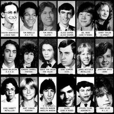 the yearbook pictures of rock and metal icons are shown in this black and white photo