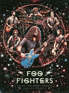 foo fighters concert poster with the band