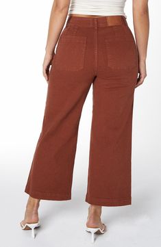 A high-rise silhouette that fits close through the waist and hips brings the best of both baggy and fitted aesthetics in these cropped jeans designed with a hint of stretch. 25 1/2" inseam; 22" leg opening; 11 3/4" front rise; 12" back rise Zip fly with button closure Front on-seam welt pockets; back patch pockets 98% cotton, 2% spandex Machine wash, line dry Imported Fall Utility Wide Leg Jeans, Fall Wide Leg Utility Jeans, Everyday Cropped Leg Bottoms For Fall, Cropped Leg Bottoms For Fall Everyday Wear, High Rise Utility Flare Jeans For Fall, Fall Utility Flare Jeans, Fall High Waist Utility Flare Jeans, Fall Cropped Flare Jeans With Pockets, Versatile High Waist Cropped Jeans