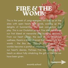 Did you know that we can map the Menstrual Cycle and our Life Cycles along the 5 Elements/Phases? Wood🌱, Fire❤️‍🔥, Earth🌍, Metal🔮 & Water🌊 This is one of many ways to feel into how intimately connected you are to the world around you. This same cosmological sequence catalogues all the stages of growth and waning inherent in all life & creative processes. ⁠ Swipe through the following slides to learn about the relationship of each element and the womb. And, if you are a healing practitione... Fire Priestess, Menstrual Magic, Cyclical Living, Staff Magic, Stages Of Growth, The 5 Elements, The Menstrual Cycle