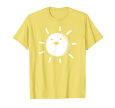 a yellow t - shirt with an image of a smiling sun