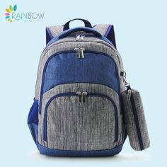 "Backpacks and Lunchboxes Backpack - 11.8\"L x 5.5\"W x 17.3\"H - Chambray -Adjustable Comfort Fit Shoulder Straps -Padded Tablet/Laptop Compartment -Interior Lining -Reinforced Design -3 Large Compartments with Multiple Pockets -Dual Zipper Closure -Added pencil case Lunchbox - 7.9\"L x 4.7\"W x 8.7\"H -Chambray -Easy-to-Clean Insulated PEVA Lining -Exterior Pocket -Dual Zipper Closure -Durable Handle We will embroider the name on the backpack and lunch box. MONOGRAM INFORMATION Please list the Portable Gray Backpack For School, Gray Rectangular Backpack For Back To School, Gray Backpack For Students, Back To School, Functional Gray Backpack For School, Monogram Bags, Backpacks For Kids, Bag Picture, Boy Monogram, Monogram Backpack