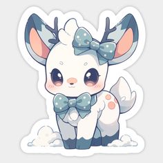 a cute little deer with big ears and bows