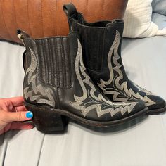 Nwt Simone Booties. Cute Detailing And Stitching. Size 8. Originally Retail For $250 Black Western Heeled Boots With Reinforced Heel, Black Closed Toe Moto Boots For Fall, Black Snip Toe Heeled Boots Medium Width, Black Heeled Boots With Snip Toe And Medium Width, Black Heeled Boots With Snip Toe, Black Boots With Leather Sole And Closed Toe, Black Closed Toe Boots With Leather Sole, Fall Black Heeled Boots With Leather Sole, Black Heeled Boots With Leather Sole For Fall