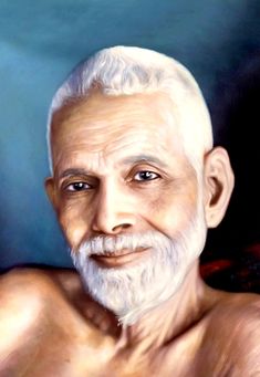 an old man with white hair and beards posing for a portrait in front of a blue background