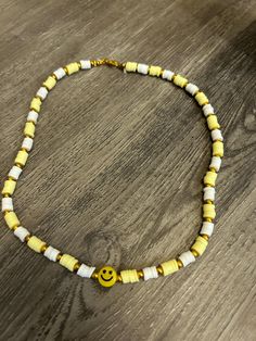 Made by hand by Melei using clay beads.   Kid's or Teen size Clay Necklace, Clay Beads, Gold Beads, Smiley, One Size Fits All, Beauty Book, Jewelry Bracelets, Accessory Gift, Beaded Bracelets