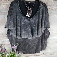 Nwt, Free People, Gray Wash Layered Top. V-Neck Sleeveless, Round Hemline. Very Trendy, Boho Style. Sz M Stretch V-neck Top For Festival, Bohemian V-neck Tops For Layering, Chic V-neck Festival Tops, Trendy V-neck Top For Festivals, Summer V-neck Washed Tops, V-neck Festival Tops For Fall, Casual Distressed V-neck Top, Summer Distressed Washed Black Tops, Bohemian Stretch V-neck Tank Top