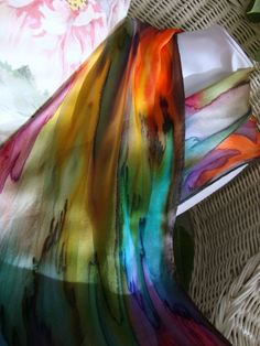 Hand Dyed Hand Painted Silk Over the Rainbow Silk by MommaGoddess Multicolor Hand Painted Silk Scarves, Bohemian Hand-dyed Multicolor Silk Scarf, Hand Painted Multicolor Scarves For Spring, Bohemian Multicolor Hand-painted Silk Scarf, Bohemian Multicolor Hand Painted Silk Scarf, Artistic Hand-painted Multicolor Silk Scarf, Artful Hand-painted Multicolor Silk Scarf, Artful Hand Painted Multicolor Silk Scarf, Artsy Hand Painted Multicolor Scarves