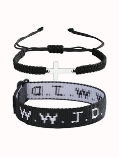 2pcs/Set Minimalist Stainless Steel Cross Bracelets & Wwjd Letter What Would Jesus Do Christian Jewelry Jacquard Knit Wristband Bracelet Set For Women For Party Jewelry Multicolor Fashionable        Women Fashion Jewelry, size features are:Bust: ,Length: ,Sleeve Length: Cross Bracelets, Boys Winter Clothes, Baby Boy Winter Outfits, What Would Jesus Do, Steel Cross, Wristband Bracelet, Christian Jewelry, Cross Bracelet, Watches Women Fashion