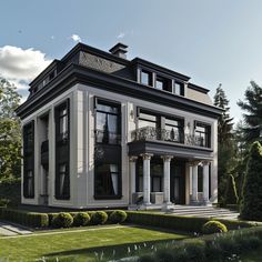 this is an artist's rendering of a large house in the middle of a garden