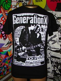 Generation X 1977 flier shirt men's small - XL Vintage Letter Print Shirt For Concerts, Grunge Shirt With Band Logo For Fans, Retro Shirt With Letter Print For Concert, Retro Pre-shrunk Shirt For Concert, Retro Letter Print Shirt For Concert, Retro Screen Print T-shirt For Alternative Fashion, Band Logo Grunge Shirt For Concerts, Vintage Shirt With Graphic Print For Concerts, Grunge Band Logo Shirt For Concert