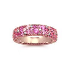 Luxury Pink Multi-stone Sapphire Ring, Pink Multi-stone Sapphire Ring, Luxury Pink Multi-stone Ruby Ring, Pink Multi-stone Sapphire Ring, Fine Jewelry, Pink Multi-stone Sapphire Ring In Fine Jewelry Style, Pink Multi-stone Sapphire Diamond Ring, Pink Sapphire Multi-stone Ring With Diamond, Pink Multi-stone Sapphire Ring With Diamond, Pink Half Eternity Diamond Ring