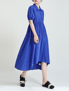 Sku CY-!87265 Material Polyester Style Short Sleeves Feature Drawstring , Pleated , Asymmetric , Split-joint , Solid Color Neckline Lapel Occasion Casual , Urban , Simple Seasons Summer Type Midi Dresses , Sets Color BLUE Size S,M,L Please consult the size chart we provide for this item's measurements to help you decide which size to buy.Please note: There may be 1-3cm differ due to manual measurement.CMINCH Bust Shoulder Sleeve Length S 96 36 27 120 M 98 37 28 121 L 100 38 29 122 Model's inform Blue High-low Hem Midi Dress For Spring, Blue Midi Dress With High-low Hem For Spring, Blue Solid Color Midi Dress For Daywear, Blue Asymmetrical Hem Midi Dress For Work, Blue Asymmetrical Hem Midi Dress, Blue Asymmetrical Hem Dress For Daywear, Blue Dress With Asymmetrical Hem For Daywear, Summer Party Dresses, Blue Peter