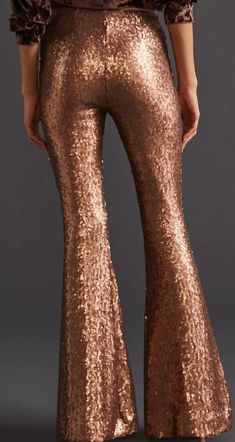 For A Show-Stopping Ensemble That's Sure To Turn Heads At Every Holiday Party, Pair These Fancy Pants With A Silky Cami Or Velvet Blouse, Statement Earrings, And Your Go-To Strappy Heels. Polyester Side Zip Hand Wash Imported Dimensions Standard: 11.5" Rise 31.5" Inseam 11.75" Leg Opening Sequin Flare Pants, Side Zip Pants, Velvet Blouse, Rose Gold Sequin, Velvet Blouses, Fancy Pants, Gold Sequin, Strappy Heels, Flare Pants