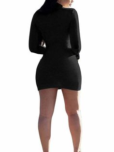 DescriptionMaterial: Polyester & Spandex. soft. and comfortable fabric.Feature: Long Sleeve. Solid Color. Mini Dresses. Club Style. Stretches. and fits great. Style: This sexy slim bodycon mini dress. showing off your sexy body shape freely. make you more charming and stand out at a club or theme party.Occasion: The casual mini dress is suitable for Club. Nightclub. Party. Night Out. Clubwear. Cocktail. Casual. Evening. Special Occasion. Daily Wear. and Other Activities to Fully Show Your Perfec Casual Stretch Bodycon Dress For Club, Solid Color Bodycon Dress For Going Out, Casual Slim Fit Mini Bodycon Dress, Going Out Slim Fit Mini Bodycon Dress, Slim Fit Mini Bodycon Dress For Going Out, Slim Fit Bodycon Dress For Going Out, Black Stretch Mini Length Bodycon Dress, Fitted Solid Color Mini Dress For Going Out, Solid Color V-neck Mini Dress For Club