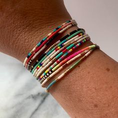 Beaded String Bracelets | Handmade by Libby & Smee Beaded String Bracelets, Handmade String Bracelets, String Bracelets, Fun Patterns, Silk Cord, String Bracelet, Bead Stringing, Cool Patterns, How To Make Beads