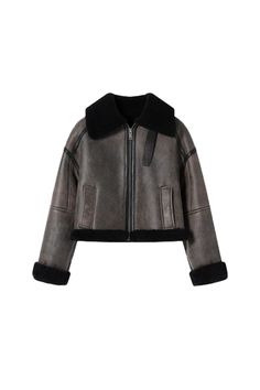 Retro Edge Meets Modern Chic: Shearling-Lined Biker Style ( Pre-sale - Expected to ship out within 7-10 days ) Dive into the vintage charm with our Distressed Shearling Collar Cropped Sheepskin Biker Jacket. A classic autumn staple, this jacket combines the rugged texture of a motorcycle jacket with the luxurious warmth of shearling. Despite its substantial feel, it's surprisingly lightweight and not cumbersome, ensuring both warmth and a sense of security. The custom-aged leather surface create Shearling Biker Jacket With Zipper Closure, Shearling Biker Jacket With Long Sleeves, Sheepskin Biker Jacket With Padded Collar, Sheepskin Biker Jacket With Padded Collar And Long Sleeves, Winter Sheepskin Biker Jacket With Zipper Closure, Sheepskin Biker Jacket With Faux Fur Trim, Sheepskin Leather Jacket With Faux Fur Lining, Sheepskin Biker Jacket With Faux Fur Lining, Winter Sheepskin Biker Jacket With Faux Fur Trim